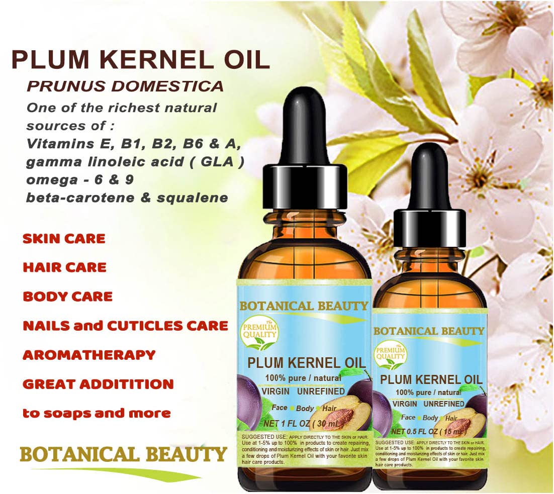 100% Pure Natural Virgin Unrefined Cold Pressed Plum Kernel Oil 1 oz S302