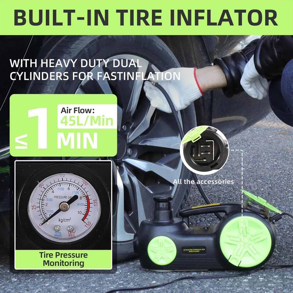 5 Ton Electric Car Jack 12V Portable Tire Changing Kit K91781