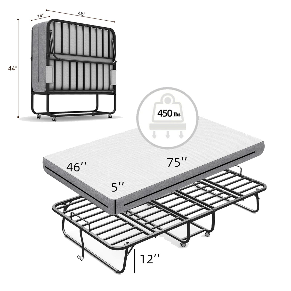 Folding Bed with Mattress S865