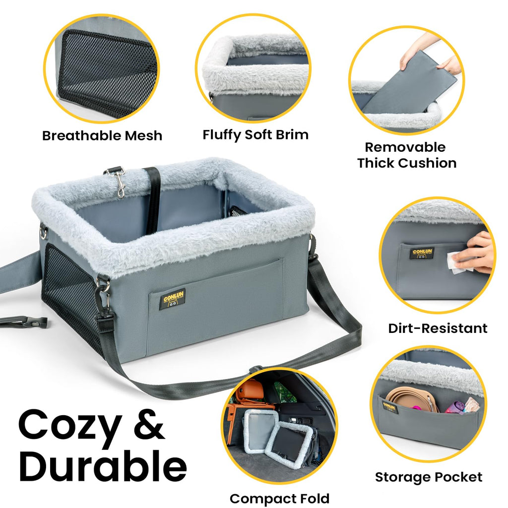 Dog Car Seat Booster Steel Frame Grey F232401