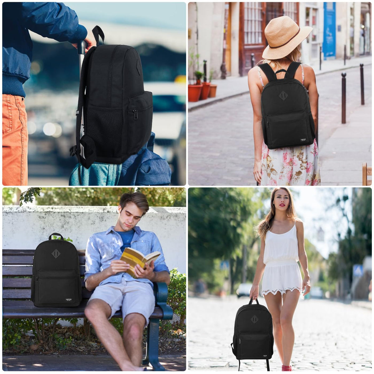 Black 15.6 Inch Laptop Backpack with USB Charger J15935