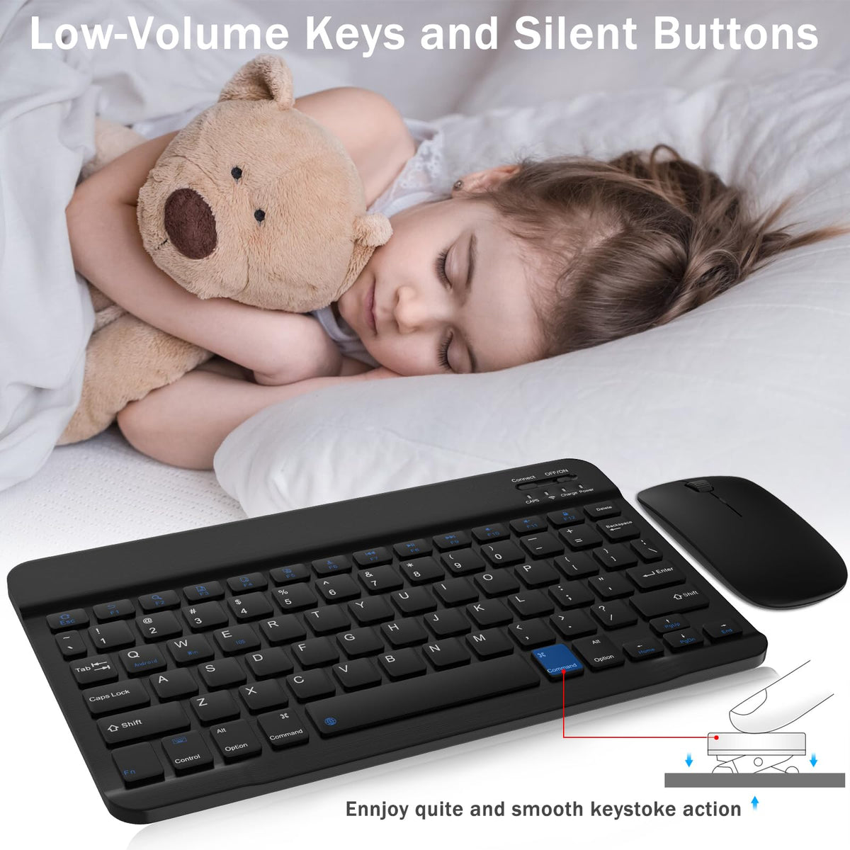 Black Rechargeable Bluetooth Keyboard and Mouse Combo Z674