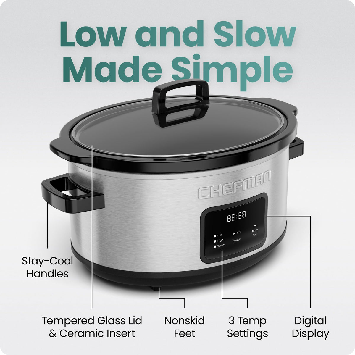 7 Quart Programmable Digital Slow Cooker with Ceramic Crock J175784