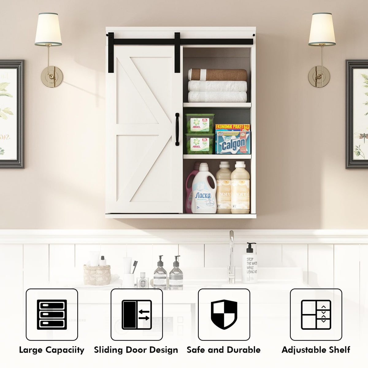Wall Cabinet with Sliding Barn Door U77165