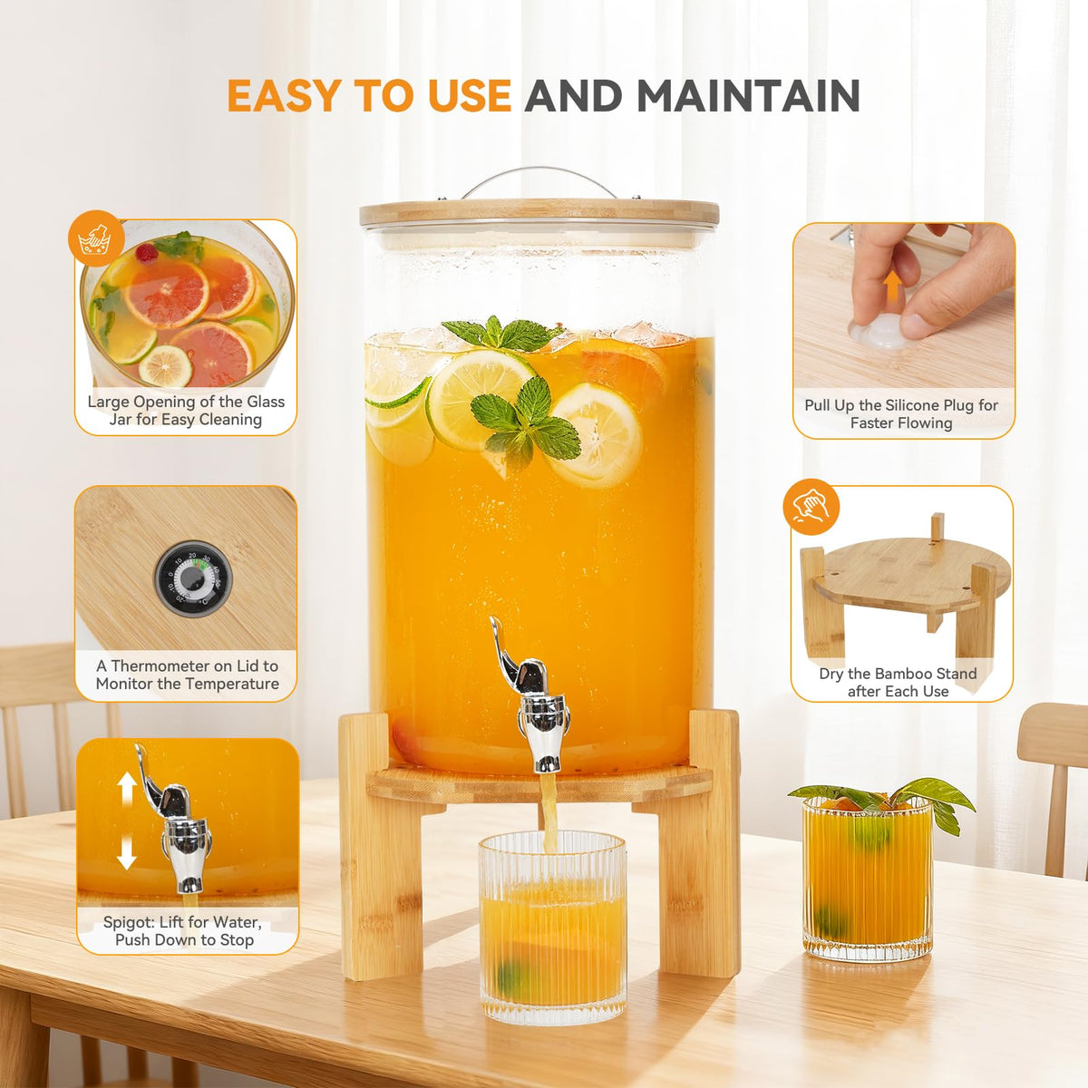 2.1 Gallon Drink Dispensers with Stand F128