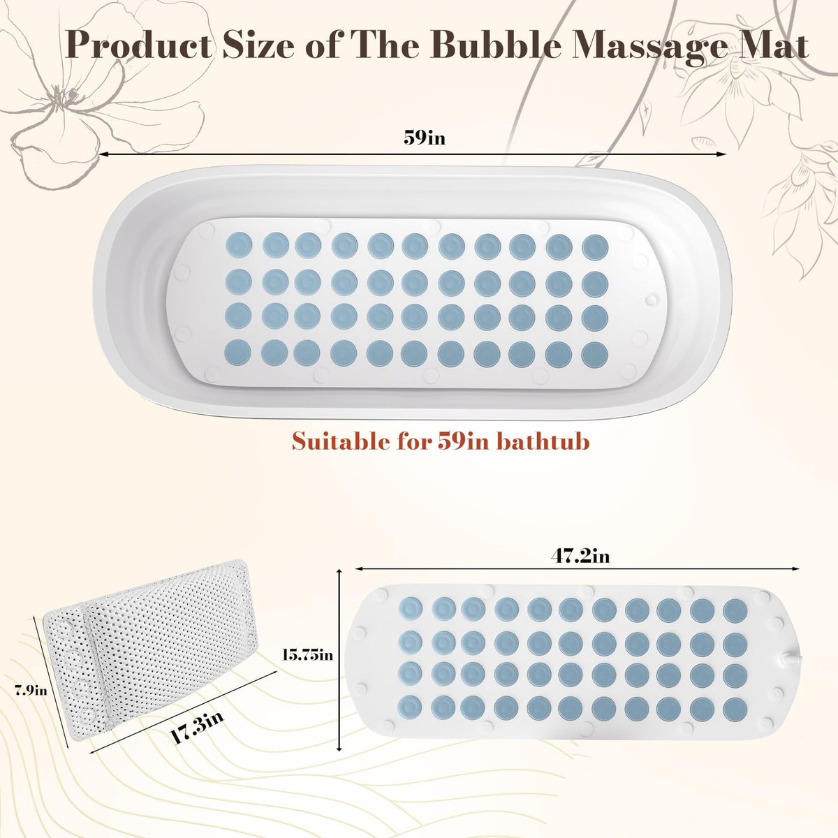 Heated Bubble Bath Mat with Remote Control U766