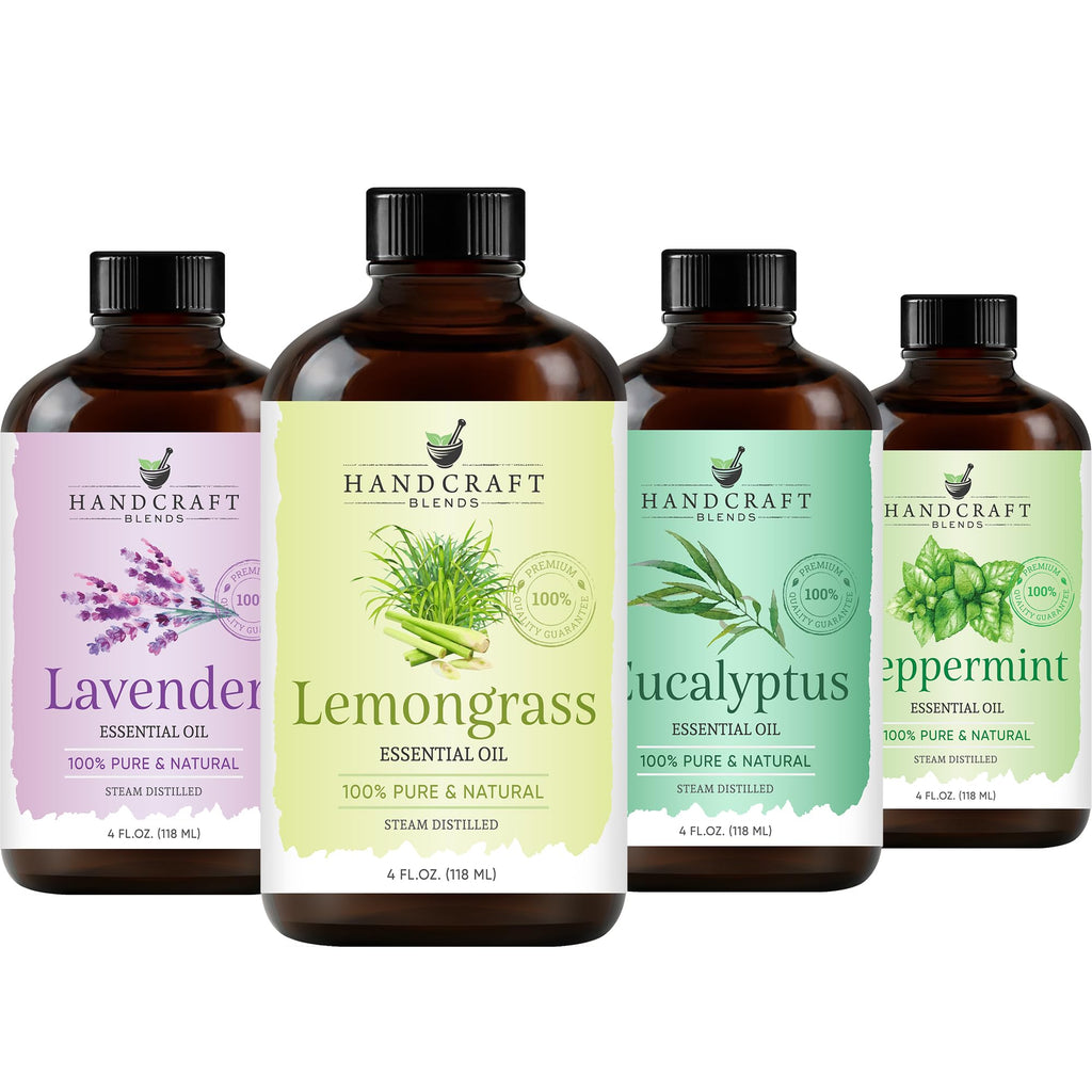 Lemongrass Peppermint Eucalyptus Lavender Essential Oil Set 4 Fl. Oz A985