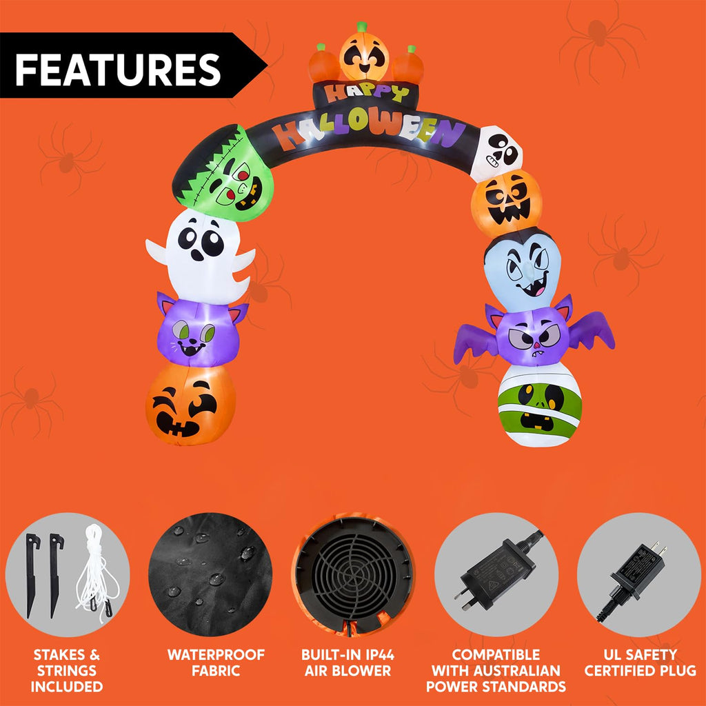 8 FT Halloween Inflatable Pumpkin Archway with LED Lights N582051