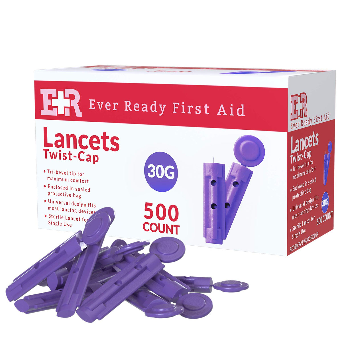 Sterile Twist-Cap Lancets 30G Purple 500 Count U150109