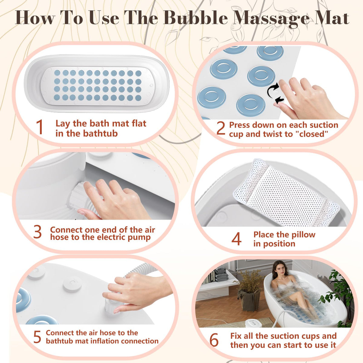 Heated Bubble Bath Mat with Remote Control U766