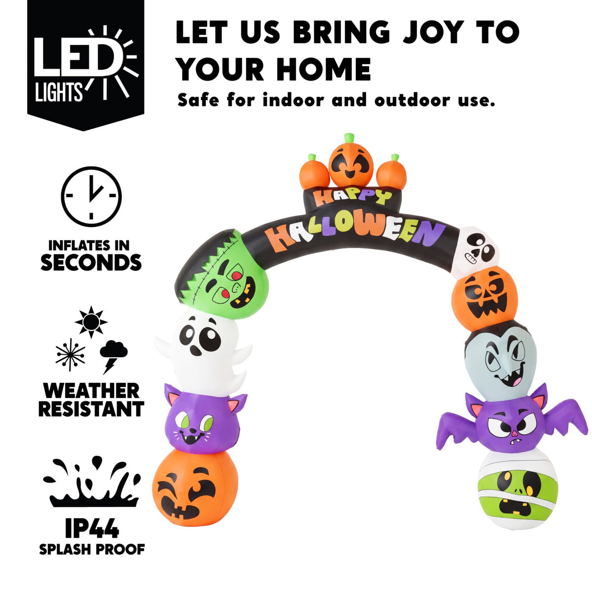 8 FT Halloween Inflatable Pumpkin Archway with LED Lights N582051