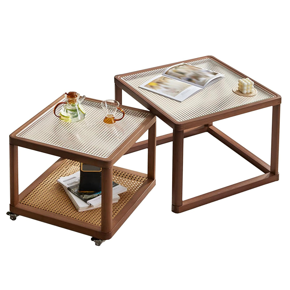 Square Glass Coffee Table Set of 2 J471098