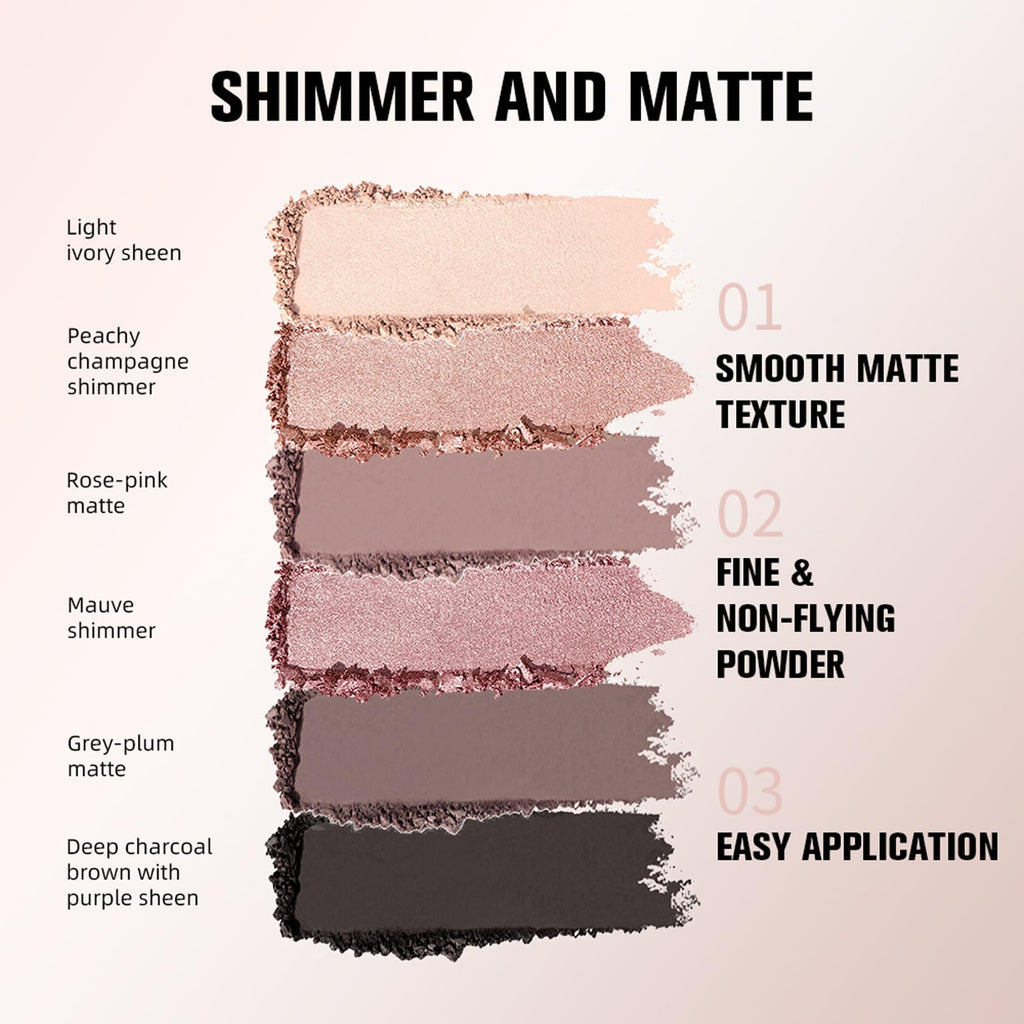 Mini 6 Color Matte & Shimmer Eyeshadow Palette H2917