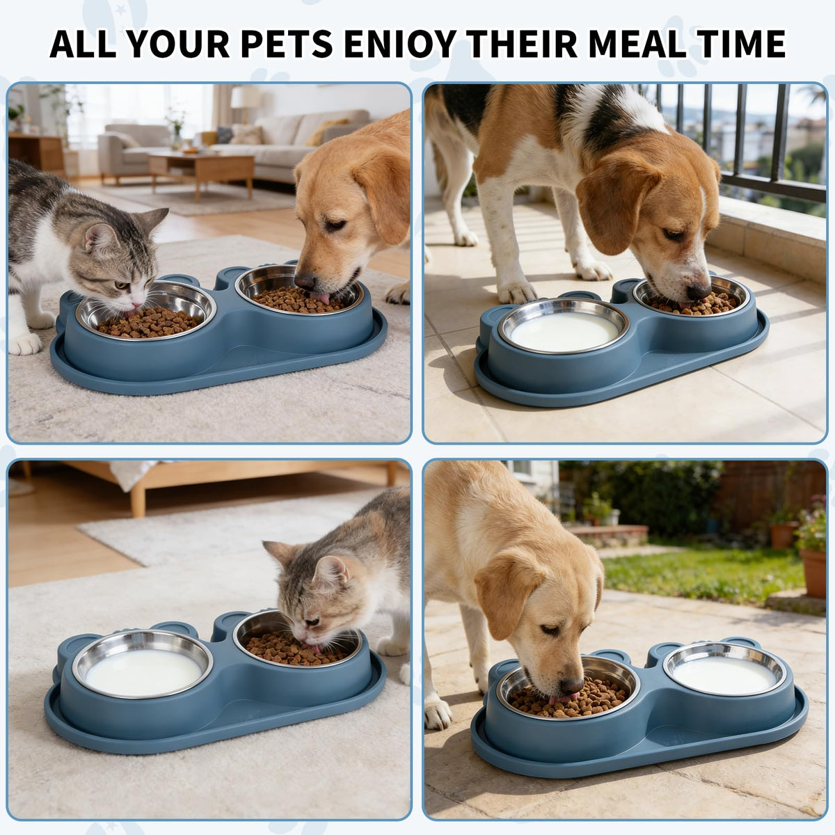 Stainless Steel Double Pet Bowls with Non-Slip Base K2765