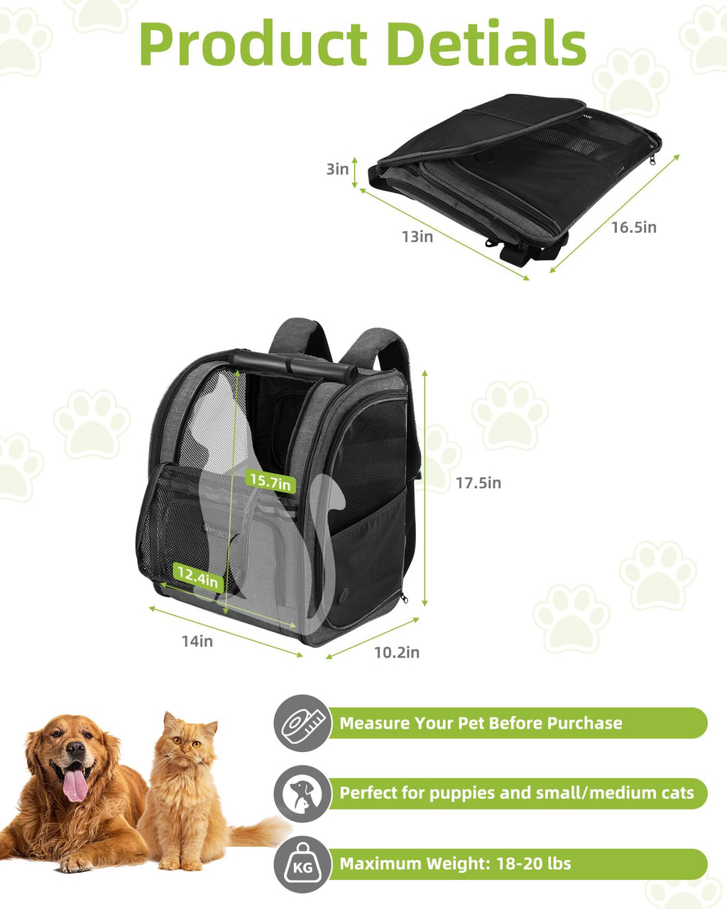 Dark Grey Breathable Mesh Cat Backpack Carrier P999649