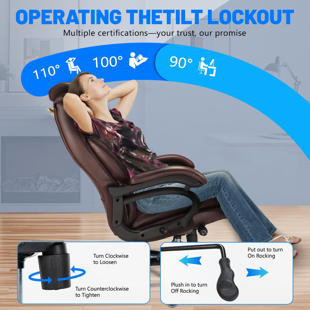 Big and Tall Office Chair with Adjustable Headrest E55746