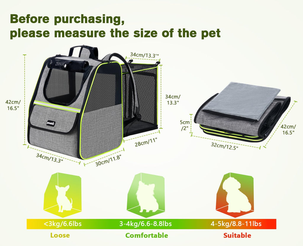 Expandable Cat Backpack Carrier with Ventilated Mesh, Grey T959