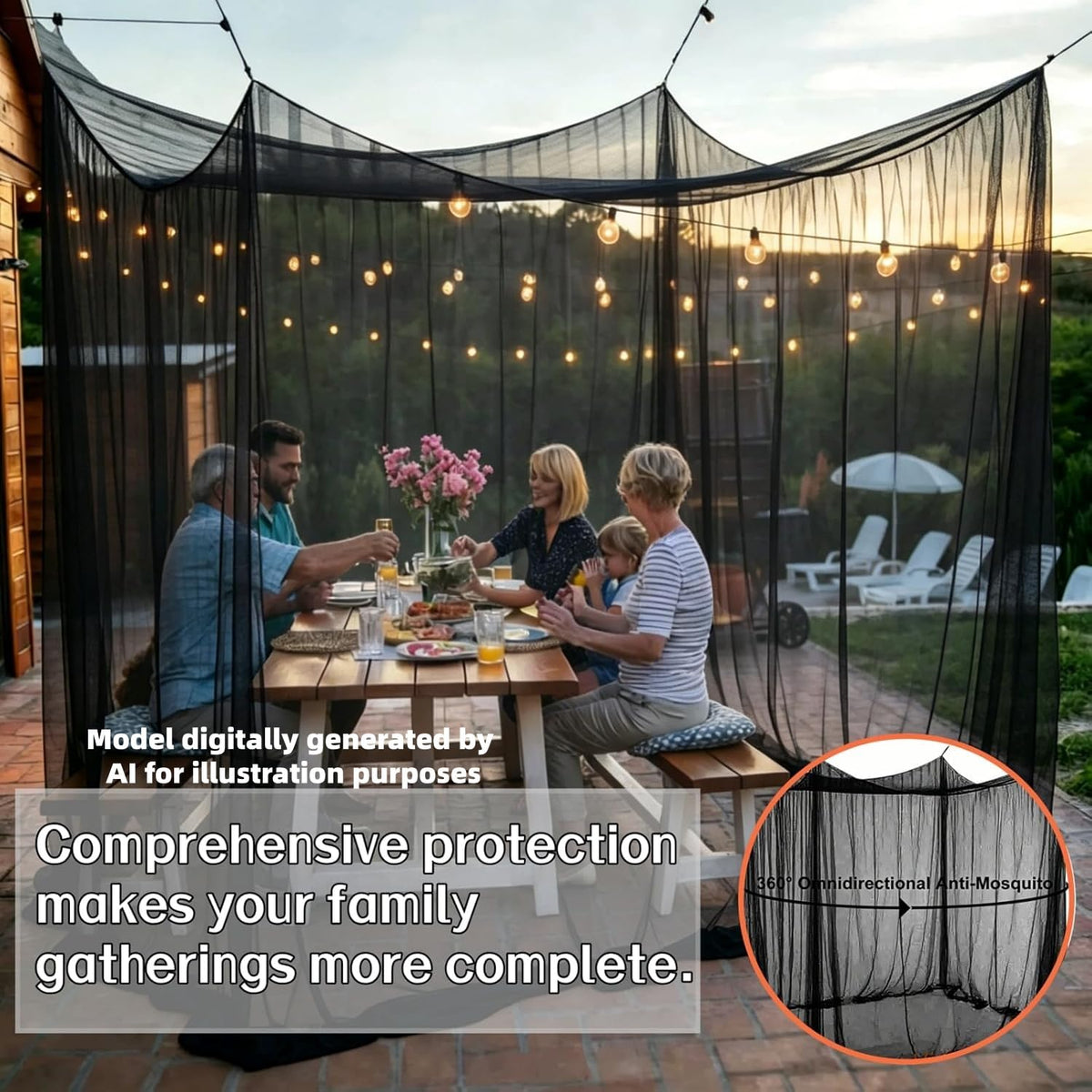 10x10ft Camping Mosquito Net with Hanging Ropes U71959