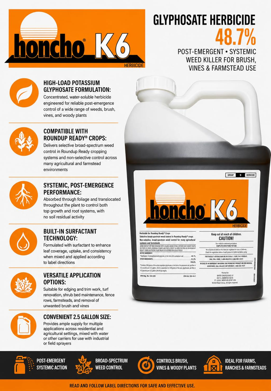 Glyphosate Herbicide 48.7% Weed Killer K7162