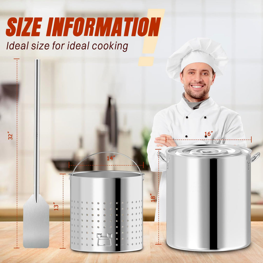 60QT Stainless Steel Stock Pot D671