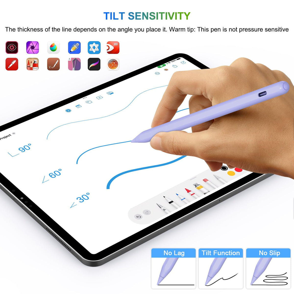 Magnetic Wireless Charging Pencil 2nd Gen Purple N176308