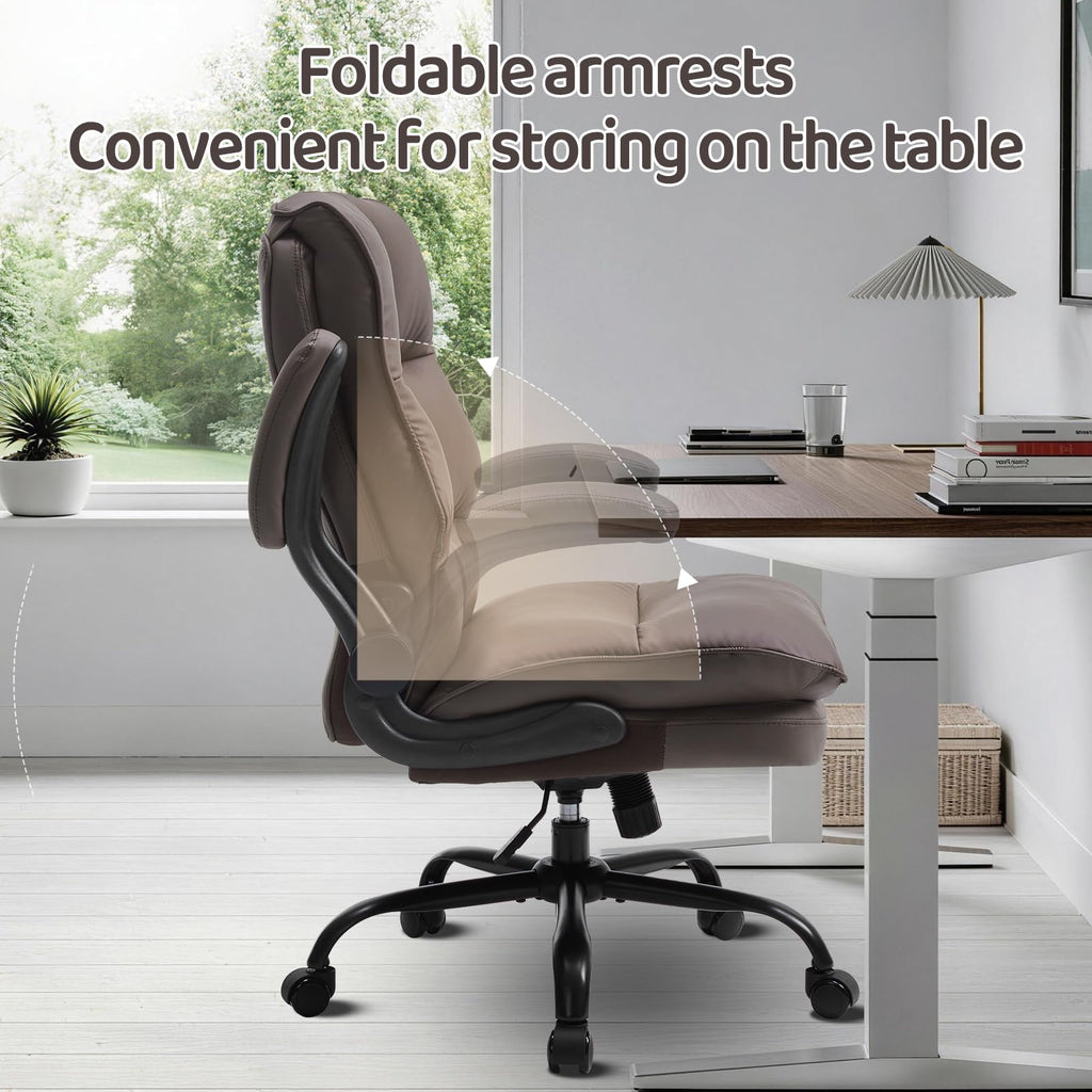 Brown Ergonomic Office Chair with Flip-up Armrests S2911