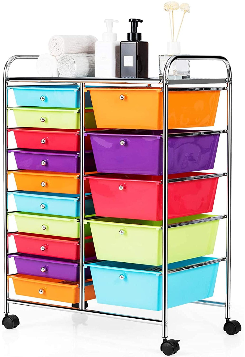 15 Drawer Rolling Plastic Storage Organizer Cart X26383