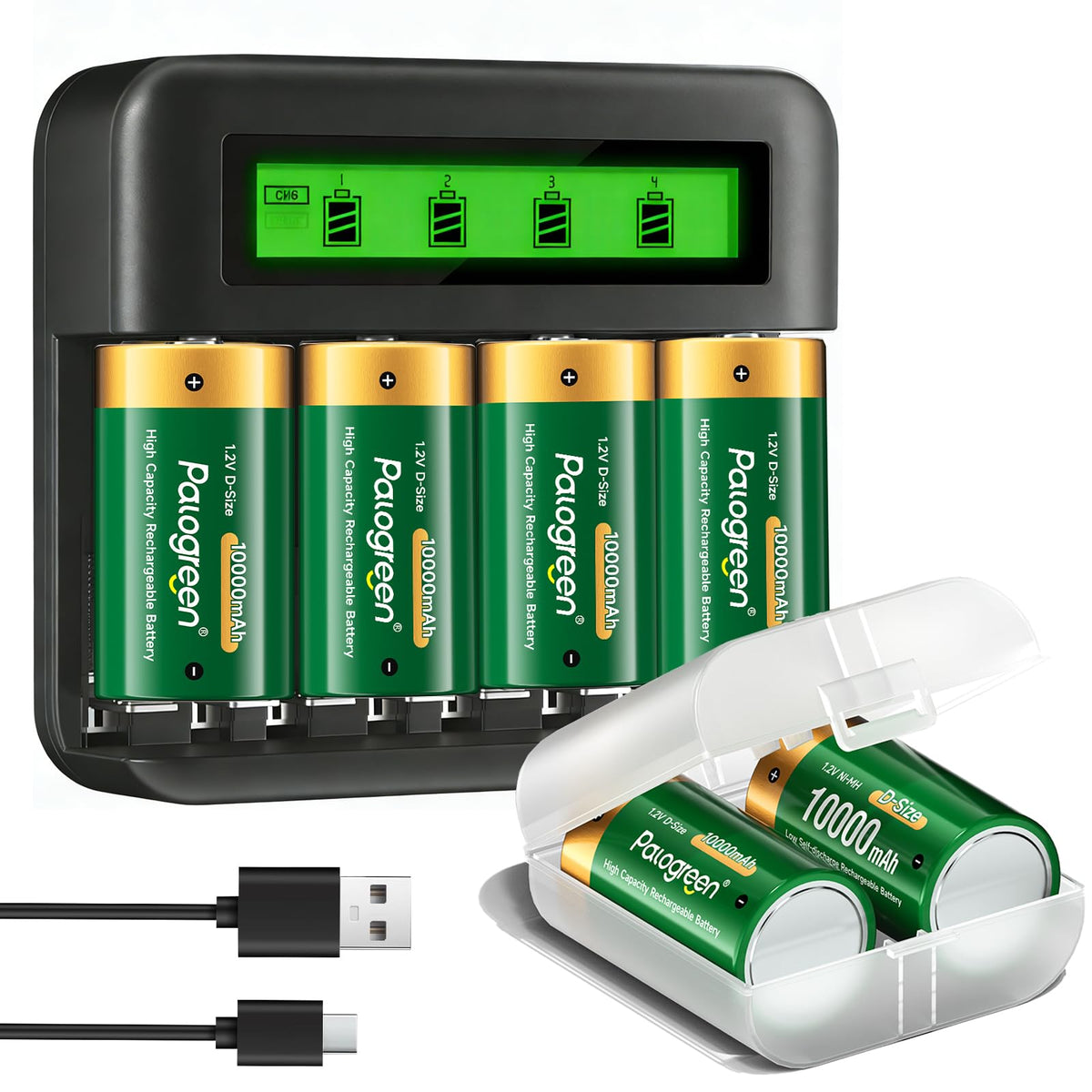 Rechargeable D Batteries with Charger W35350