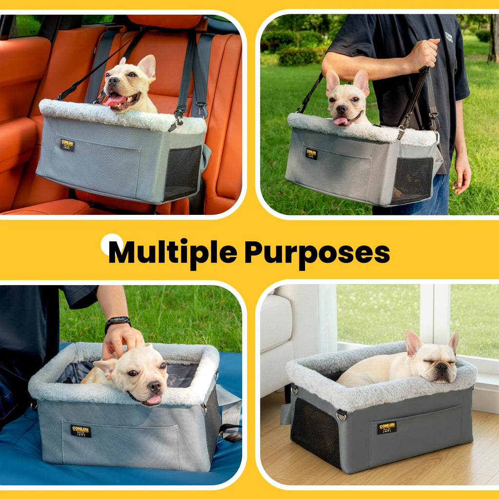 Dog Car Seat Booster Steel Frame Grey F232401