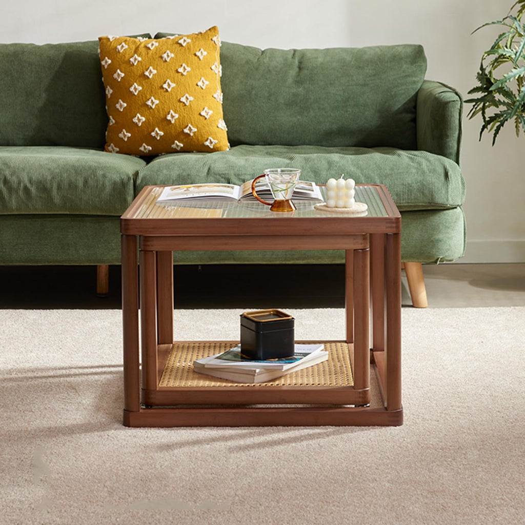 Square Glass Coffee Table Set of 2 J471098