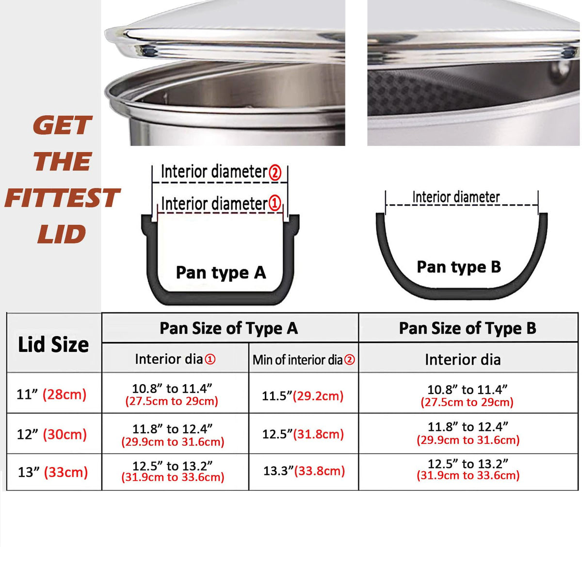 Stainless Steel Glass Lid for 12 Inch Pans and Pots Z873