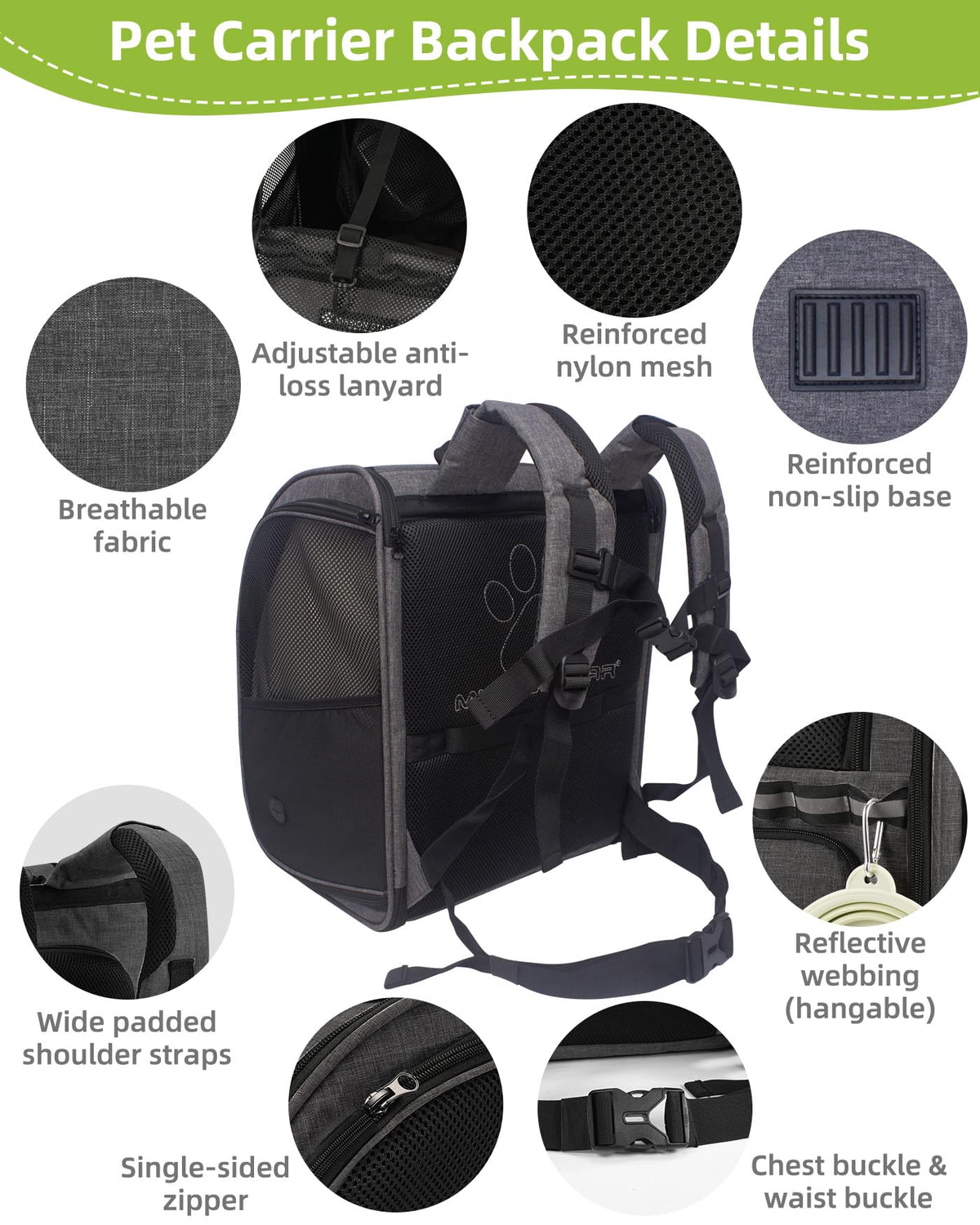Dark Grey Breathable Mesh Cat Backpack Carrier P999649