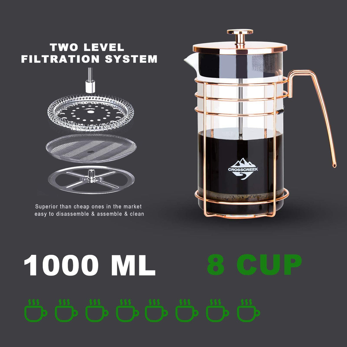 Small Stainless Steel French Coffee Press 34 Ounce L328867
