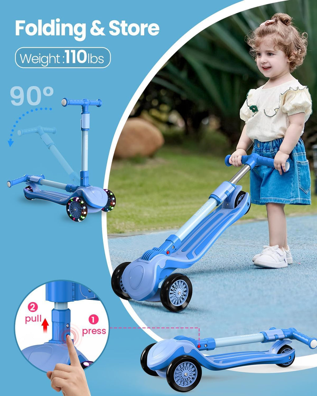 3 Wheel Foldable Kids Scooter with Seat B6657