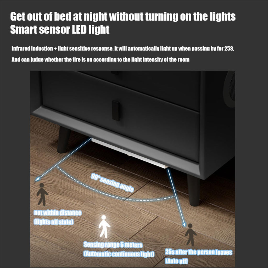 Pink 3 Drawer LED Nightstand with Wireless Charging M5316