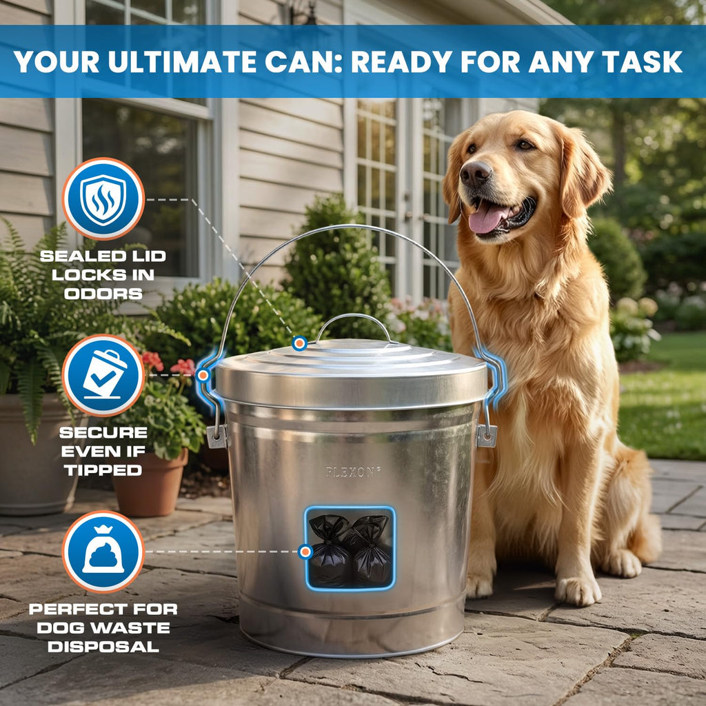 6 Gallon Galvanized Metal Trash Can with Lid Z742