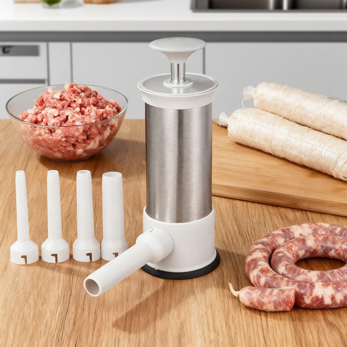 2.2-Pound Vertical Sausage Stuffer with 4 Nozzles W9427