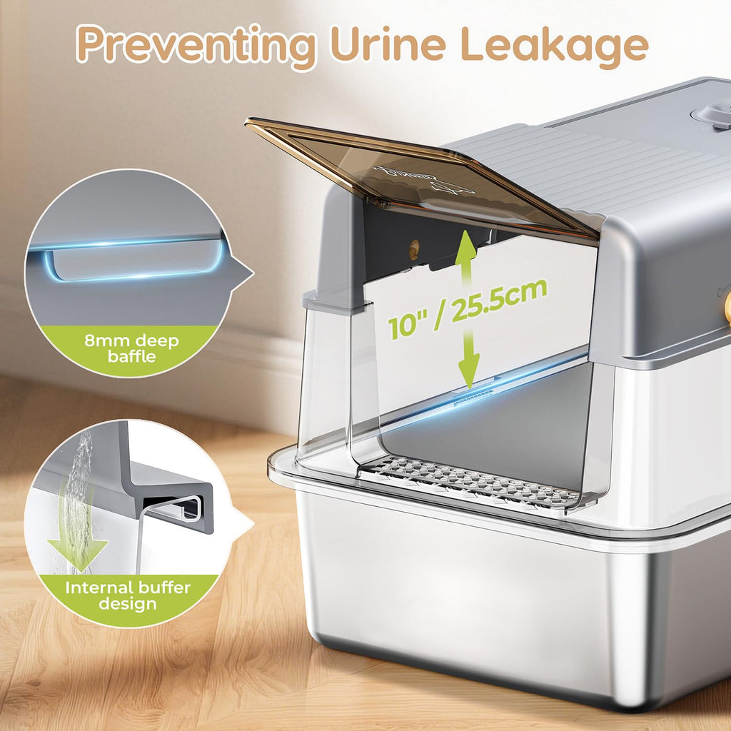 Stainless Steel Litter Box with Lid D947