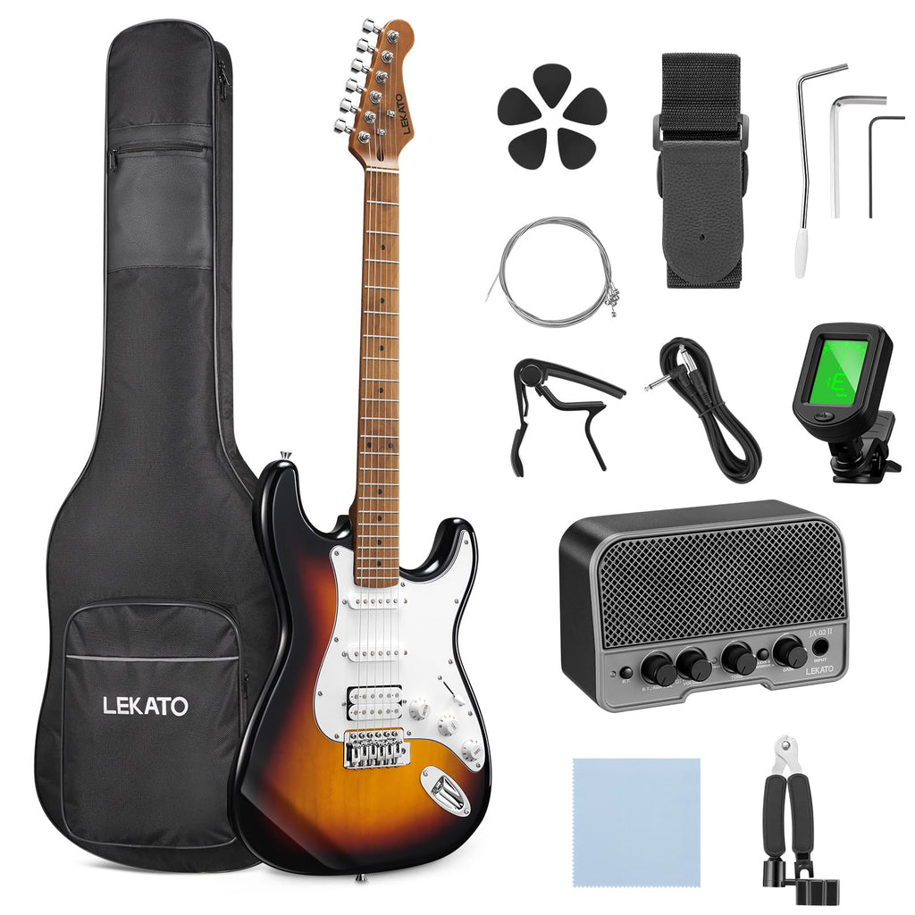39 Inch HSS Electric Guitar Kit with 5W Mini Amp and Bag D9450