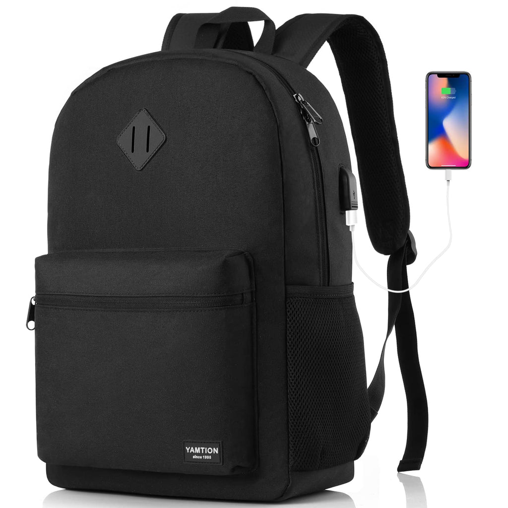 Black 15.6 Inch Laptop Backpack with USB Charger J15935