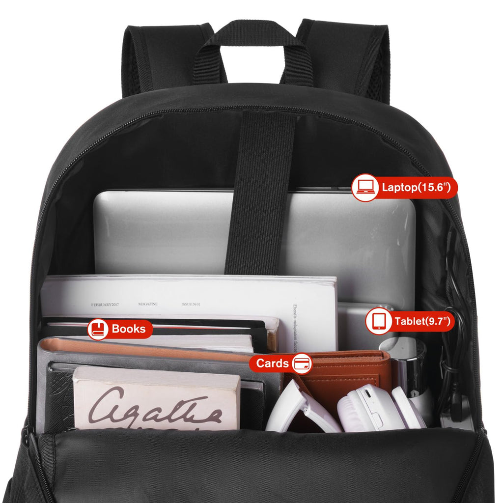 Black 15.6 Inch Laptop Backpack with USB Charger J15935