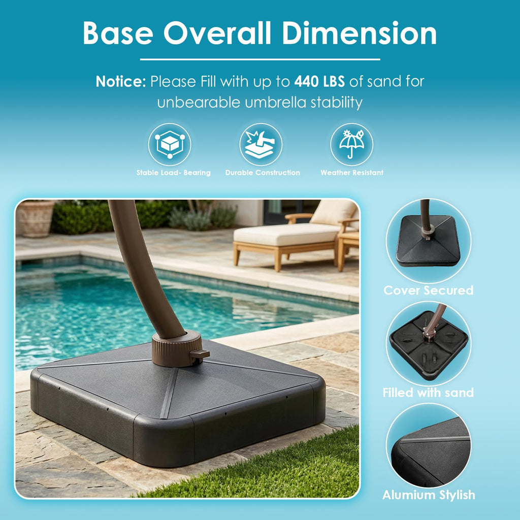 11-FT Patio Offset Cantilever Umbrella with Base V257404