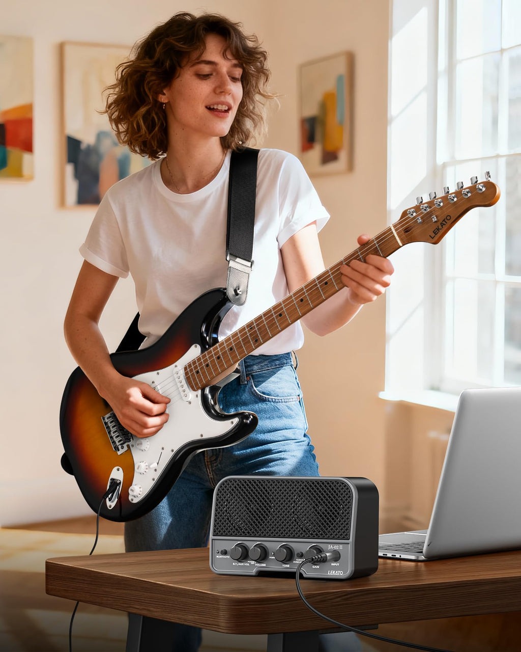 39 Inch HSS Electric Guitar Kit with 5W Mini Amp and Bag D9450