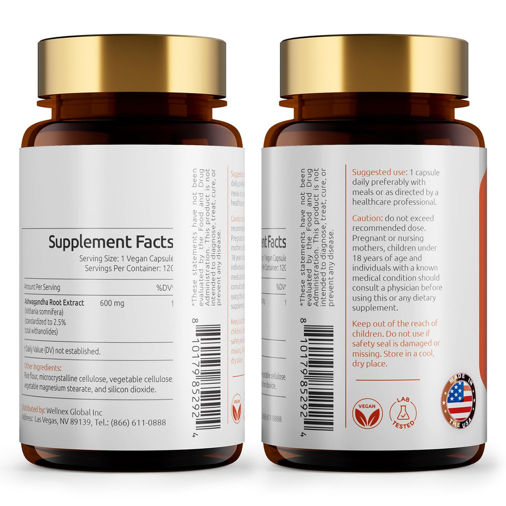 Ashwagandha Root Extract 600mg 120 Capsules J274758