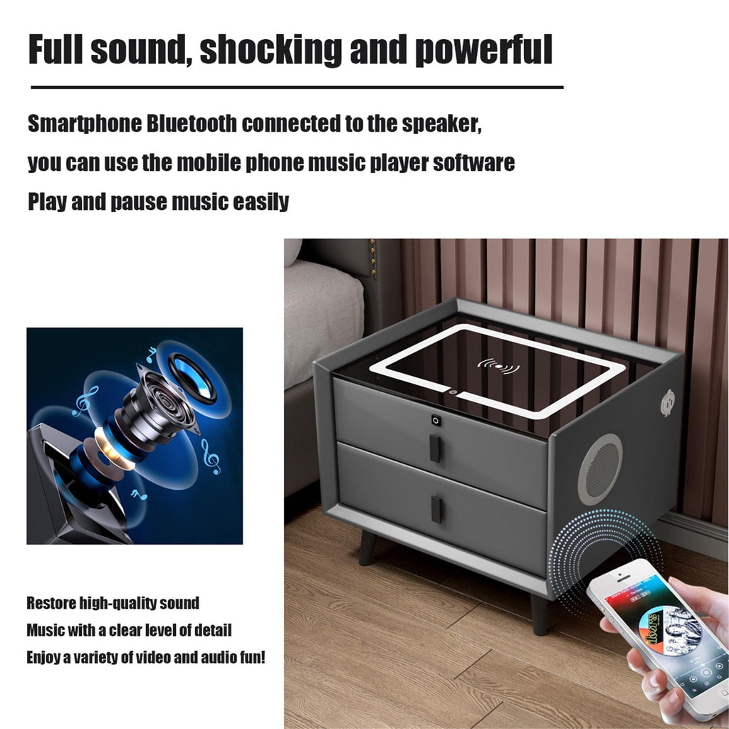 Pink 3 Drawer LED Nightstand with Wireless Charging M5316