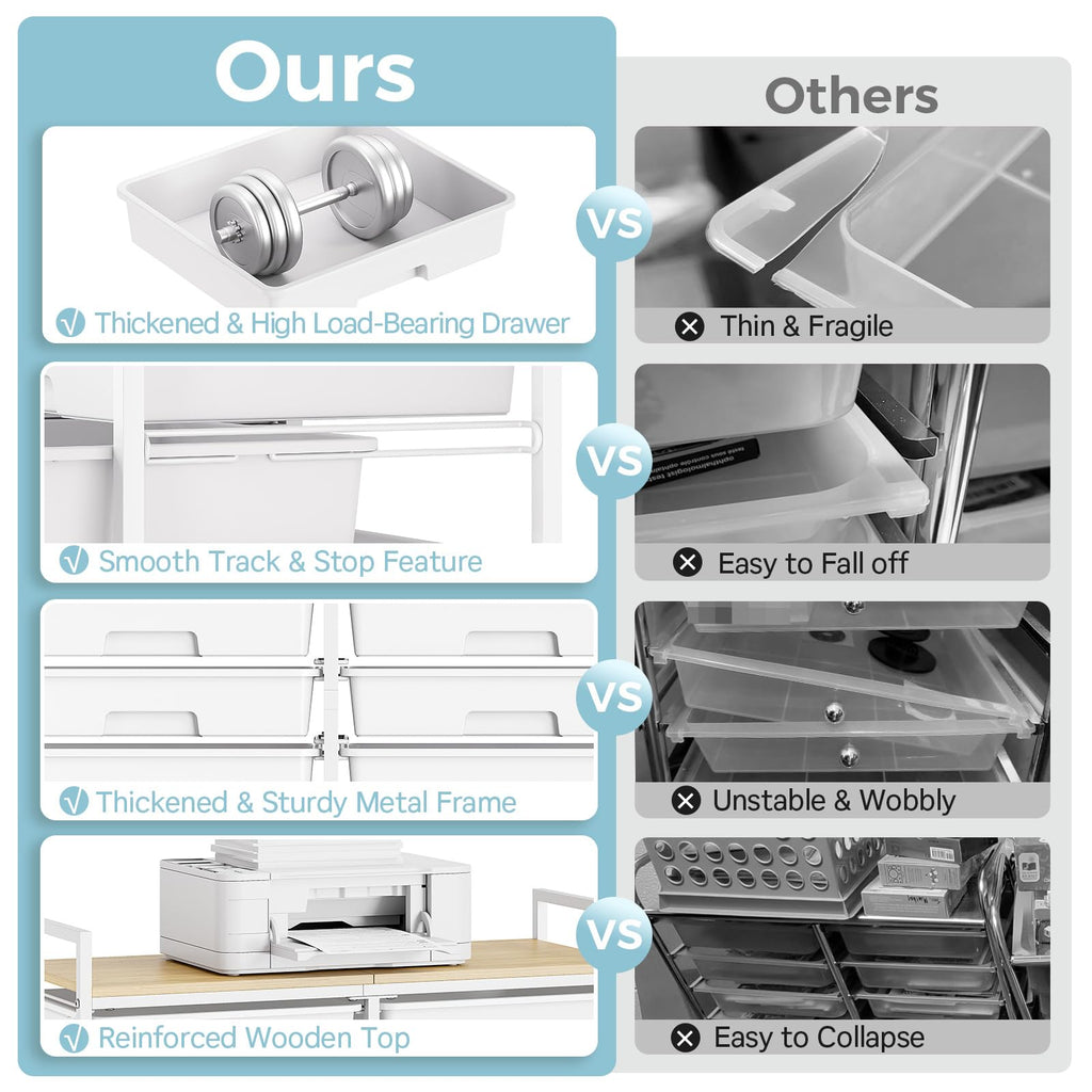 White 12 Drawers Rolling Storage Cart with Wooden Top Z715739