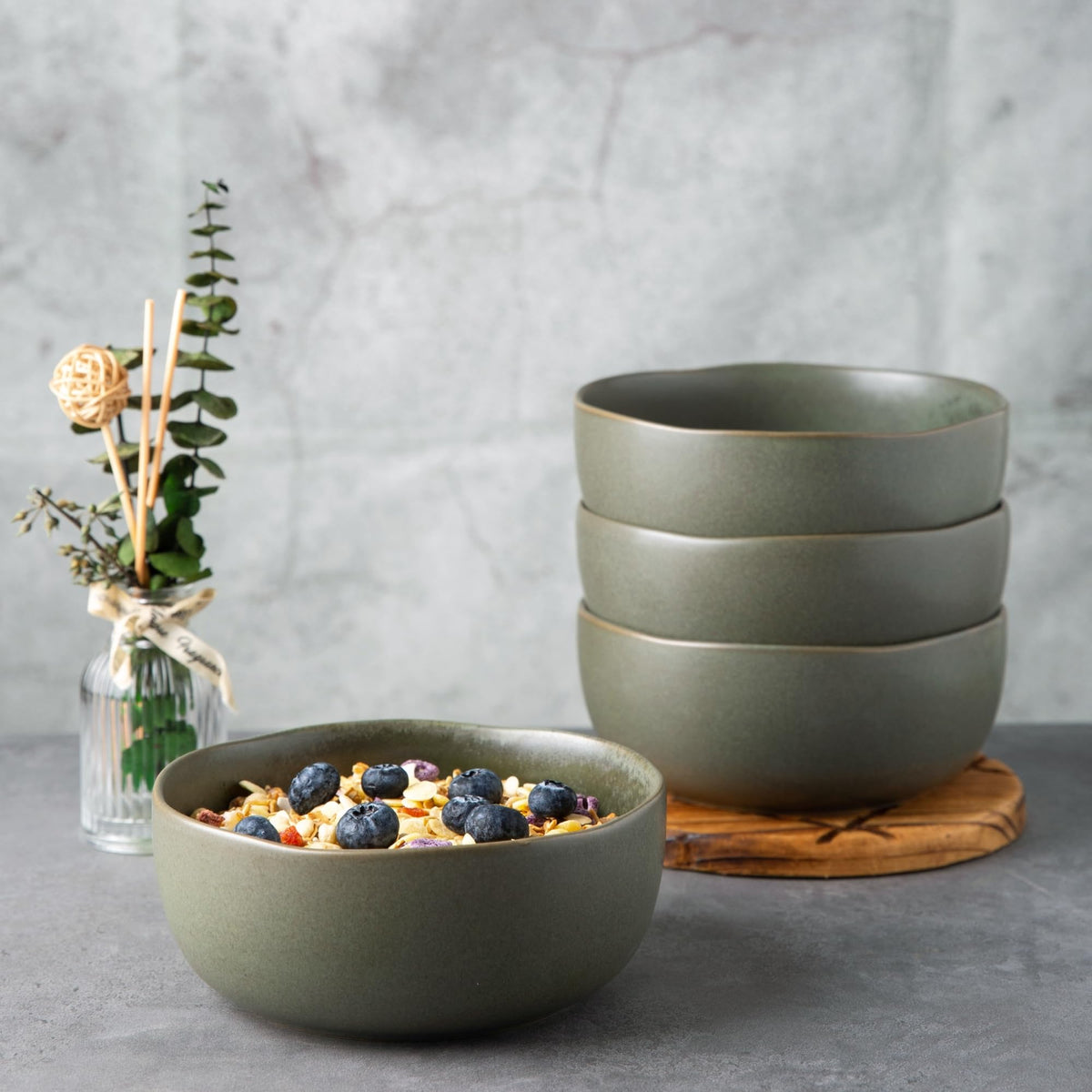 28oz Stoneware Cereal Bowls Set of 4 X944