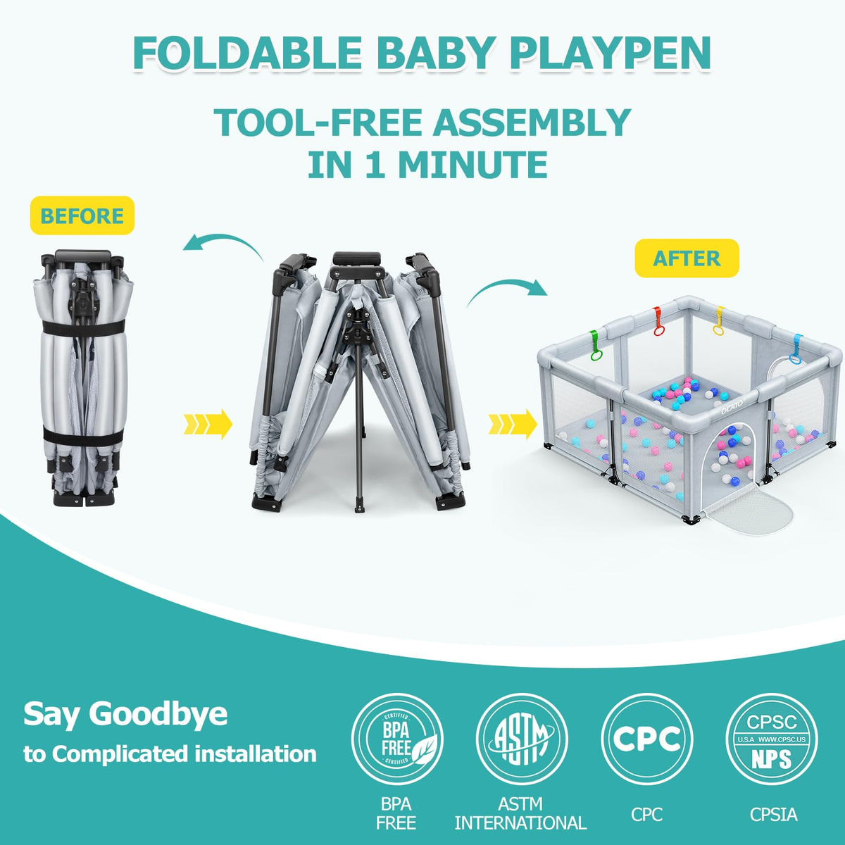 Foldable Baby Playpen 50×50 F822808