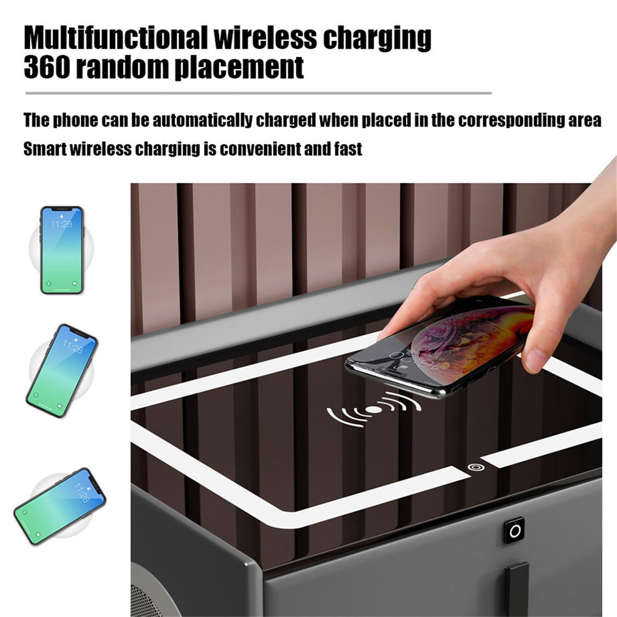 Pink 3 Drawer LED Nightstand with Wireless Charging M5316