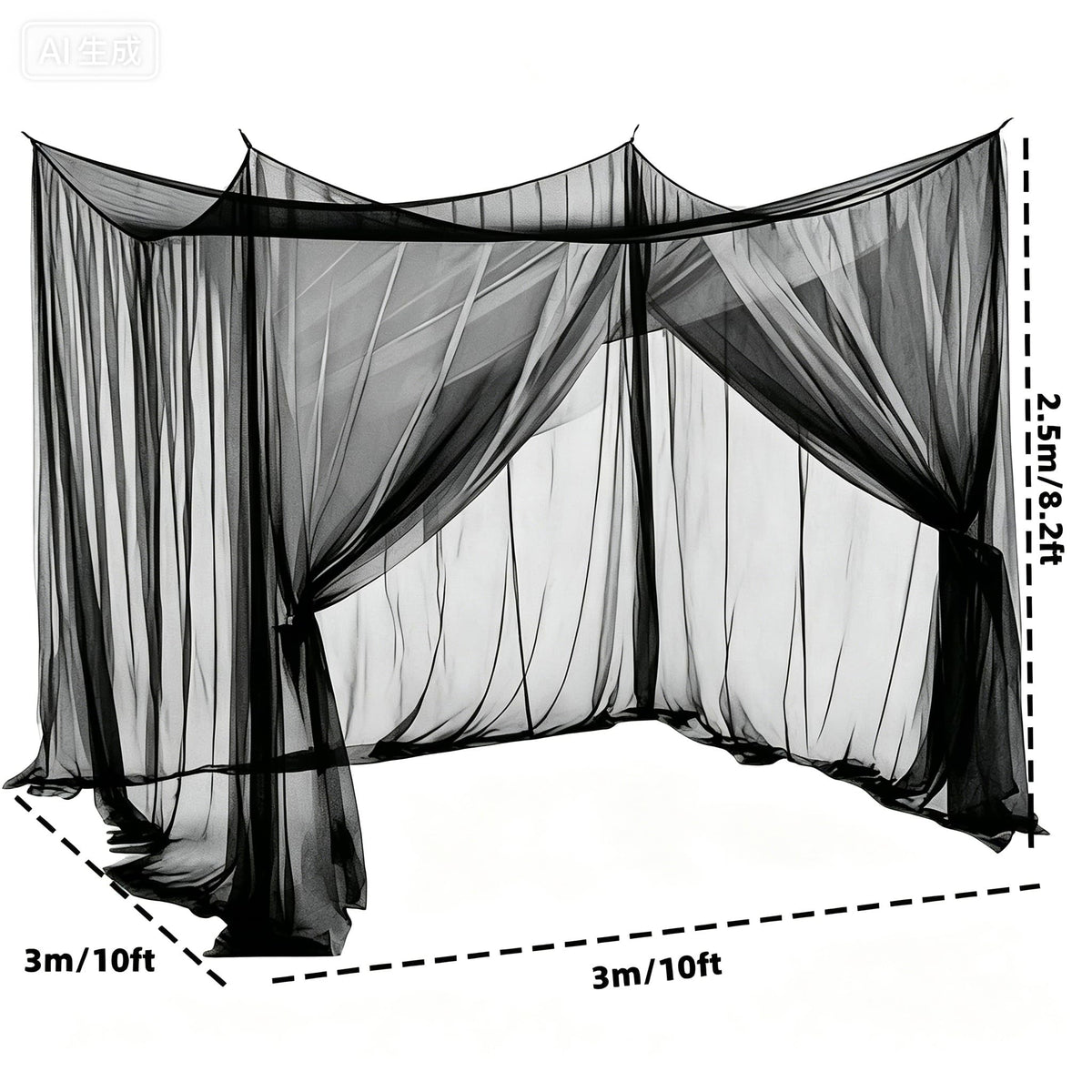 10x10ft Camping Mosquito Net with Hanging Ropes U71959